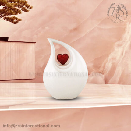 Pearl White Teardrop Heart Design Keepsake urn