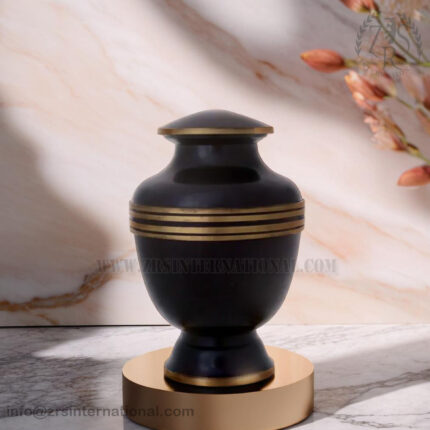 BlackUrn Human Ash, Cremation Urns, Urn Human Ashes, Decorative Urns, Funeral Urn,Elegant Finish - Black/Gold