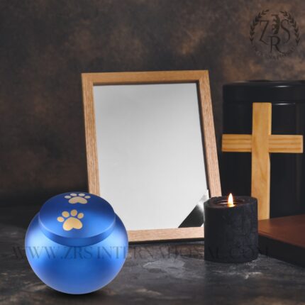 Funeral Mini Blue Pet Urns for Dogs Cats Ashes - Pet Urn Memorial, Dog Ashes - Brass Urn