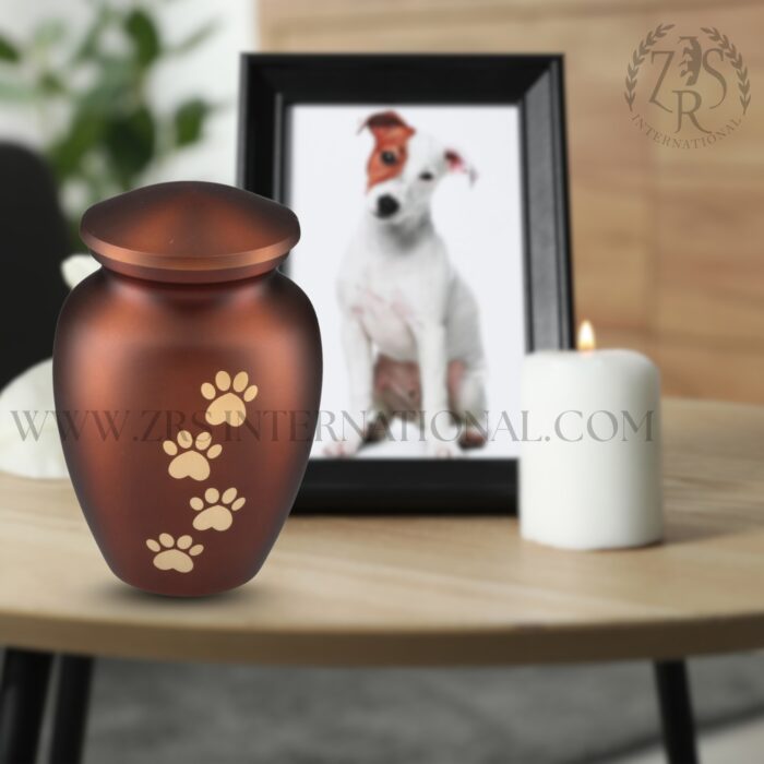 Brown-Paw Prints Brown and Gold Urn for Large Dog or Cat Ashes Cremains Memorial
