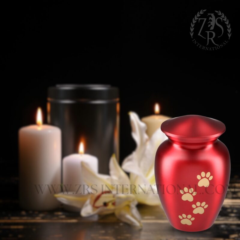 Pet Urn for Dogs and Cats Ashes – A Loving Resting Place, Red, Aluminum, Solid, Pet Urn, Funeral Ashes Burial