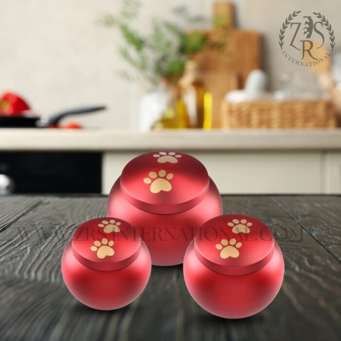 Elegant Pot Pet Urn for Dogs and Cats Ashes – A Loving Resting Place, Red, Aluminum, Solid, Pet Urn, Funeral Ashes Burial