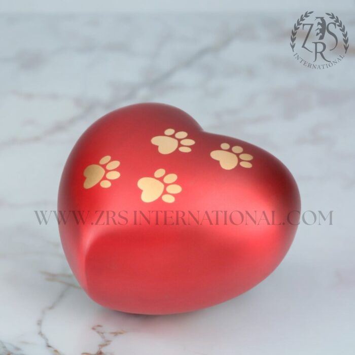Elegant Heart Pet Urn for Dogs and Cats Ashes – A Loving Resting Place, Red, Aluminum, Solid, Pet Urn, Funeral Ashes Burial