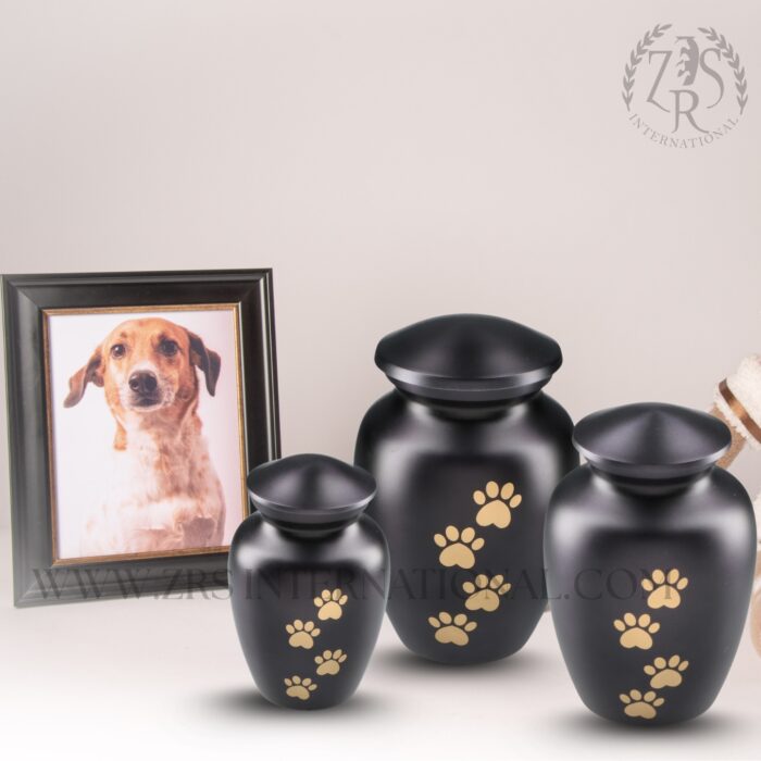 Set Of Three Black Cremation Urns for Human Ashes Adult for Funeral, Burial, Urns for Human Ashes