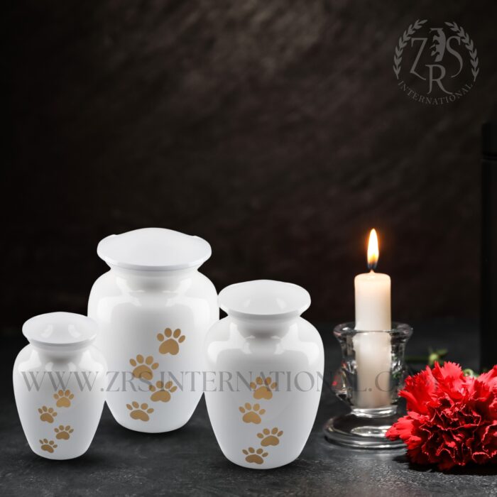 Set Of Three White Cremation Urns for Human Ashes Adult for Funeral, Burial, Urns for Human Ashes