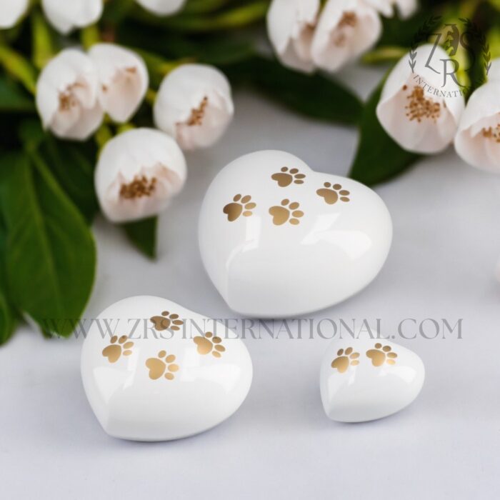 Set Of Three Heart WhiteCremation Urns for Human Ashes Adult for Funeral, Burial, Urns for Human Ashes